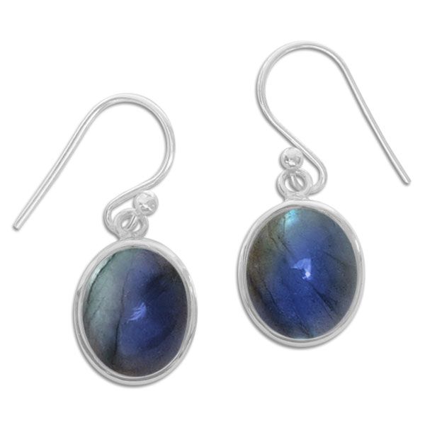 Ohrringe mit Labradorit oval 13 x 11 mm 925 Silber