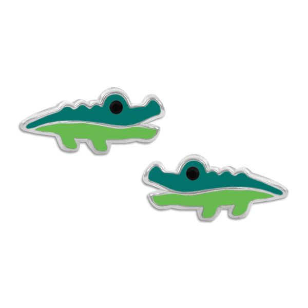 Krokodil Ohrstecker grün 925 Silber Kinderschmuck Ohrringe