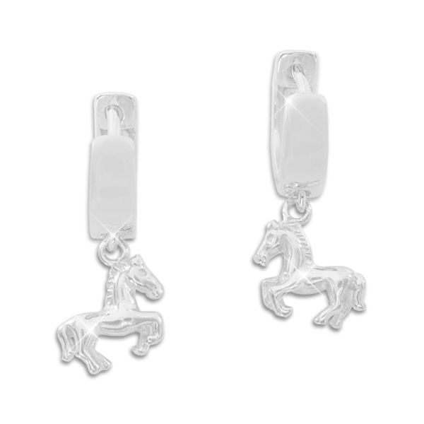 Kinderschmuck Creolen mit Pferde Anhänger 925 Silber