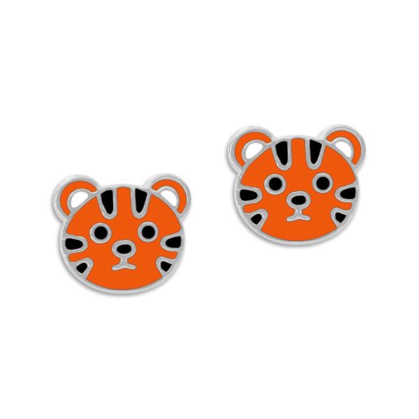 Tiger Ohrringe für Kinder 925 Silber Ohrstecker Tigerköpfe