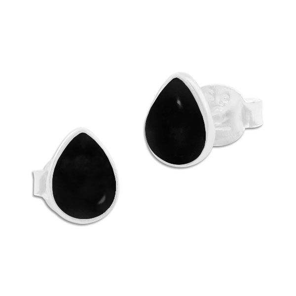 Onyx Ohrstecker Tropfen 925 Silber Ohrringe schwarze Steine