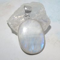 Großer Mondstein Anhänger oval blau 29 x 22 mm 925 Silber Unikat Großer Mondstein Anhänger oval blau 29 x 22 mm 925 Silber Unikat