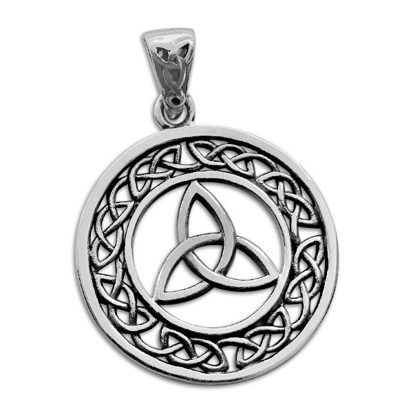 Triquetra Anhänger im keltischen Kreis 925 Silber Herrenschmuck