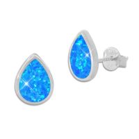 Blauer Opal Ohrstecker Tropfen groß 925 Silber Opalschmuck bestellen Blauer Opal Ohrstecker Tropfen groß 925 Silber Opalschmuck bestellen