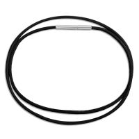 Kette aus schwarzem Leder 45 cm mit Bajonettverschluss aus Edelstahl Kette aus schwarzem Leder 45 cm mit Bajonettverschluss aus Edelstahl