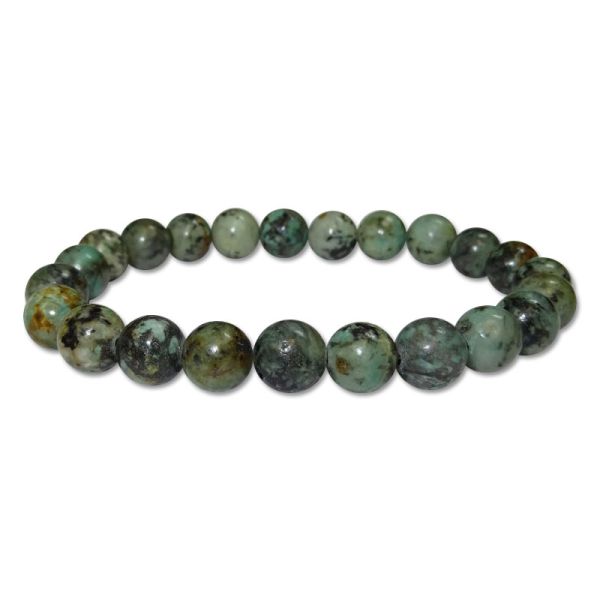 Kugelarmband Chrysokoll 8 mm 19,5 cm Edelstein Armband grün braun