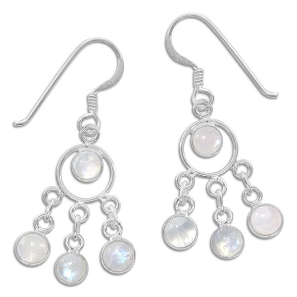 Mondstein Ohrringe 40 mm lang 925 Silber Mondsteinschmuck
