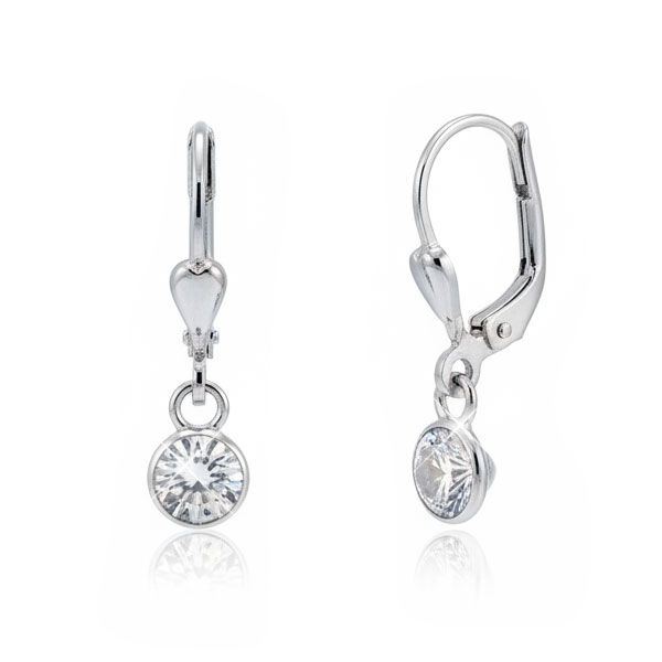 Kinder Strass Ohrringe rund weiß 925 Silber