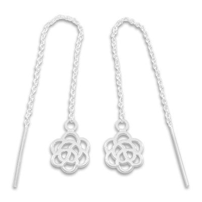 Ohrringe Durchzieher mit Blume Rose 925 Silber