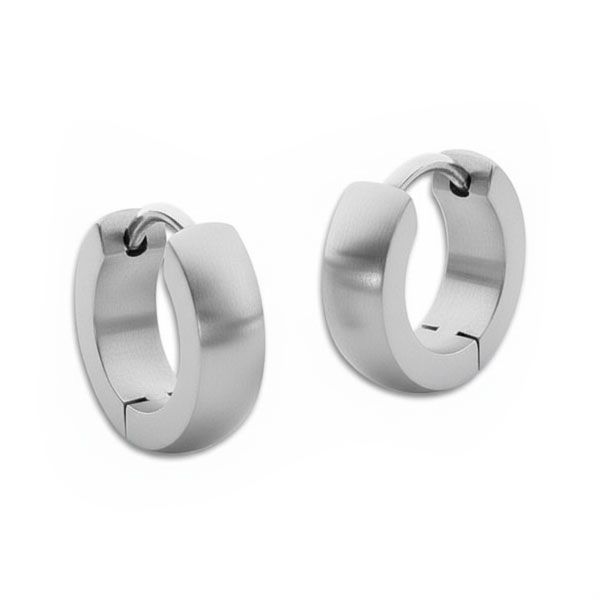 Edelstahl Creolen gewölbt mattiert 12 x 4 mm Damen Herren Ohrringe