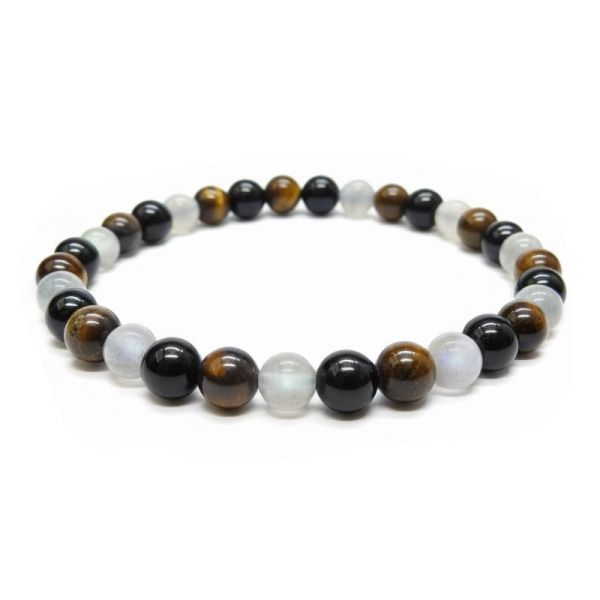 Kugel-Mix-Armband Labradorit Tigerauge Obsidian 5-6 mm 20 cm