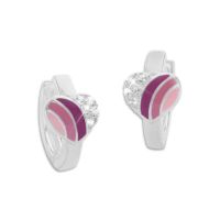 Creolen Herzen mit 3 Streifen und Zirkonia Steinen 925 Silber Creolen Herzen mit 3 Streifen und Zirkonia Steinen 925 Silber