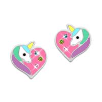 Einhorn Herz Ohrstecker mit Strass 925 Silber Kinder Ohrringe Einhorn Herz Ohrstecker mit Strass 925 Silber Kinder Ohrringe