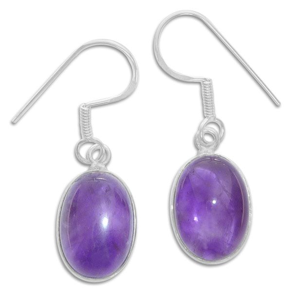 Amethyst Ohrringe Ohrhänger oval 925 Silber