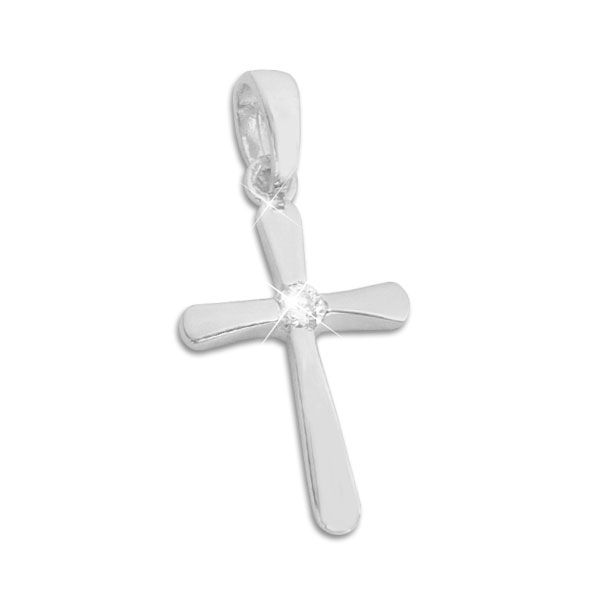 Anhänger glänzendes Kreuz mit Zirkonia 925 Silber Geschenk Frauen und Mädchen