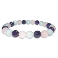 Kugelarmband Amethyst Aquamarin Rosenquarz 8 mm 19,5 cm Aquamarin Kugelarmband Amethyst Aquamarin Rosenquarz 8 mm 19,5 cm Aquamarin