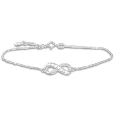 Armband Unendlichkeit mit 7 Zirkonia 925 Silber 19 cm