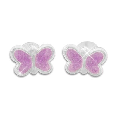 Kinderschmuck Ohrstecker Schmetterlinge mit lila Schimmer 925 Silber