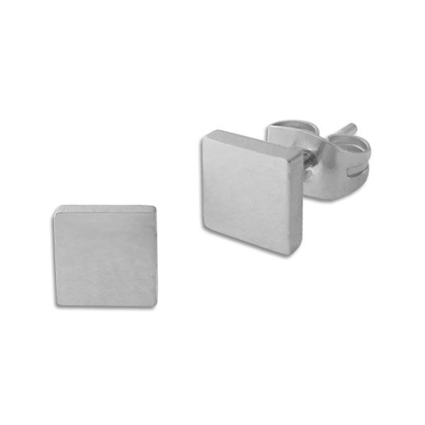 Viereckige Ohrstecker Edelstahl silber 6 x 6 mm