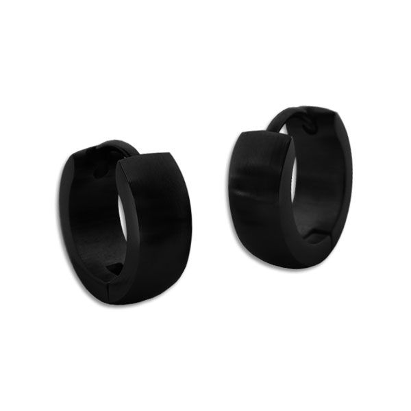 Creolen Edelstahl schwarz matt 12 x 4 mm gewölbt