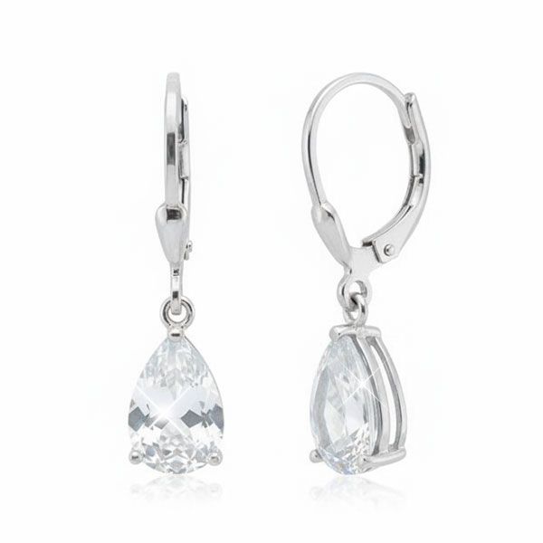 Damen Ohrringe mit weißen Zirkonia Tränen 925 Silber
