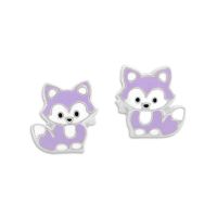 Kinder Ohrringe Füchse hell lila lackiert 925 Silber Kinder Ohrringe Füchse hell lila lackiert 925 Silber