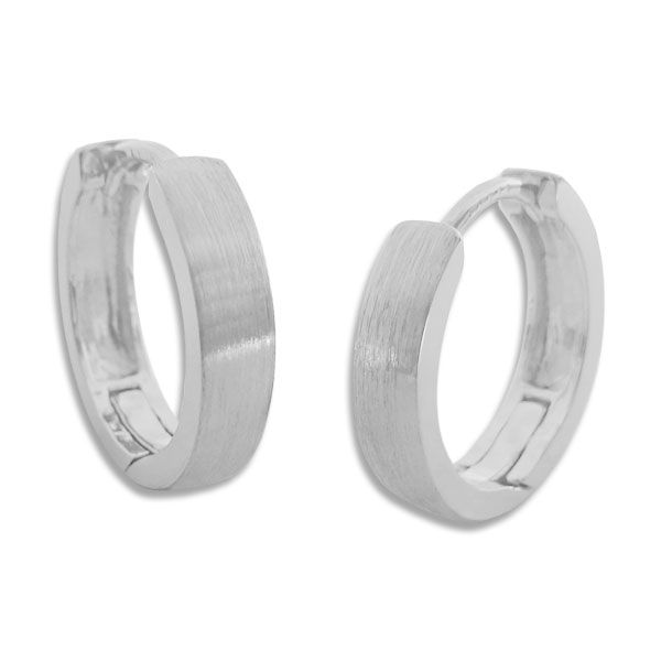 Mattierte Creolen 15 x 3 mm 925 Silber Klapp-Creolen Herren und Damen