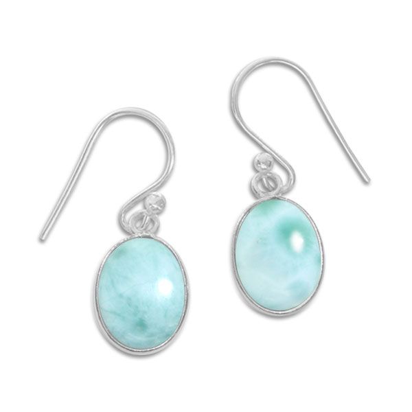 Larimar Ohrringe Ohrhänger oval 27 x 11 mm 925 Silber Schmuck