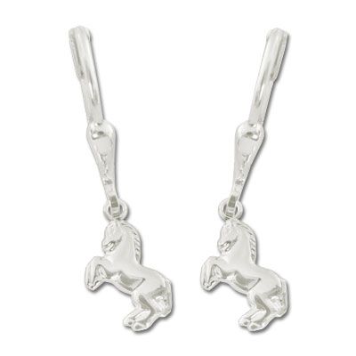 Pferde Ohrringe glänzend 925 Silber B-Ware Schmuck
