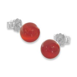 Karneol Ohrstecker 6 mm 925 Silber