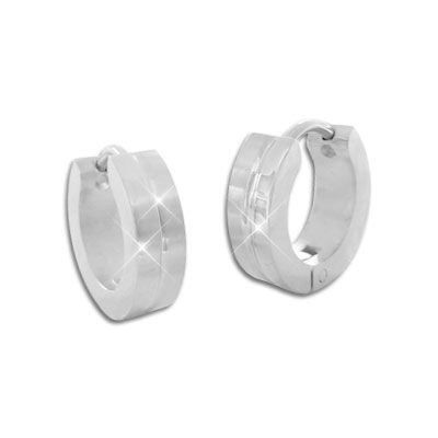 Edelstahl Creolen glänzend mit Rille 13,5 x 4 mm Herren und Damen