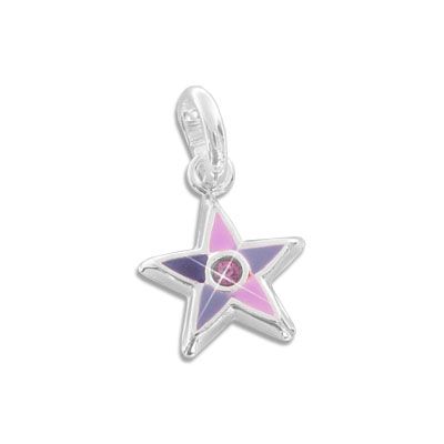 Kinder Anhänger Stern lila mit Strass Stein 925 Silber