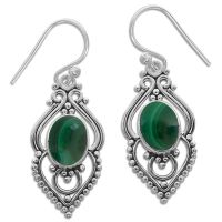 Malachit Ohrringe filigran Boho Design 925 Silber grüne Edelsteine Malachit Ohrringe filigran Boho Design 925 Silber grüne Edelsteine