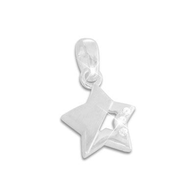Kleiner Anhänger mit Stern und Zirkonia Strass Steinen 925 Silber