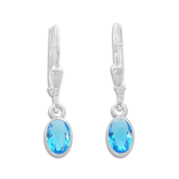 Klapp-Brisur mit aqua blauen Zirkonia Steinen oval 925 Silber