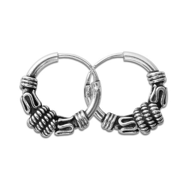 Creolen Bali 12 mm 925 Silber Gothic Ohrringe