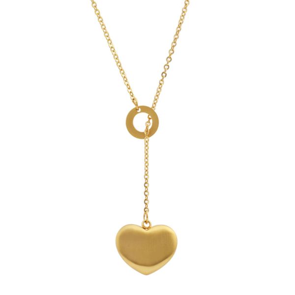 Herz Collier matt Edelstahl goldfarben