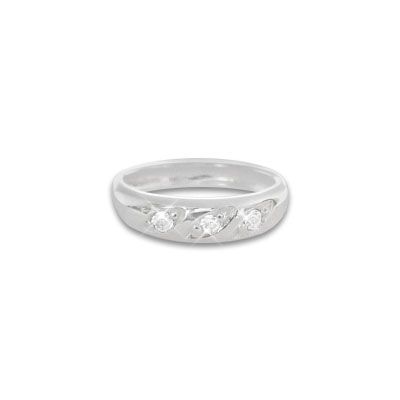 Schmuck Taufring mit 3 Zirkonia 925 Silber