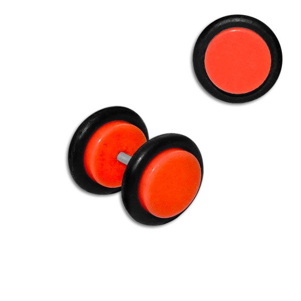 Fake Plug neon orange 11 mm Edelstahl Kunststoff Gummi 1 Stück