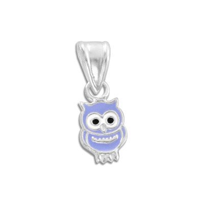 Kinder Anhänger Eule lila 925 Silber