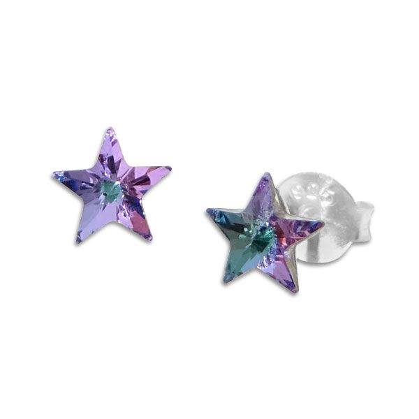 Ohrstecker Regenbogen Sterne lila 925 Silber Ohrringe