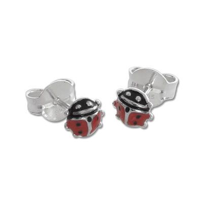 Marienkäfer Ohrstecker 925 Silber Silberschmuck für Mädchen und Kinder