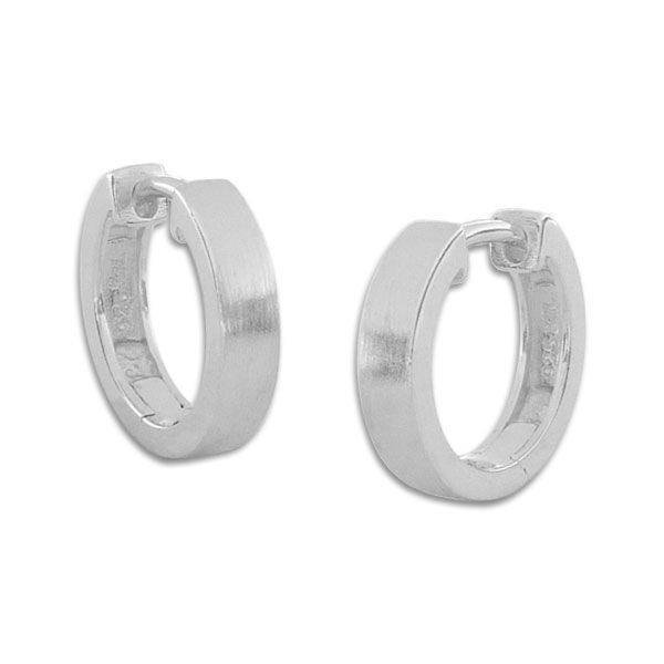 Creolen mattiert 14 x 3 mm 925 Silber Klapp-Creolen