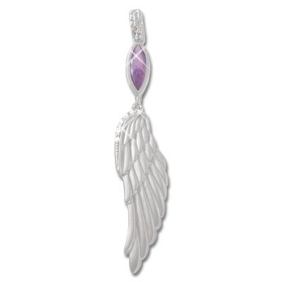 Engelsflügel Anhänger Zirkonia amethyst-farbig 925 Silber