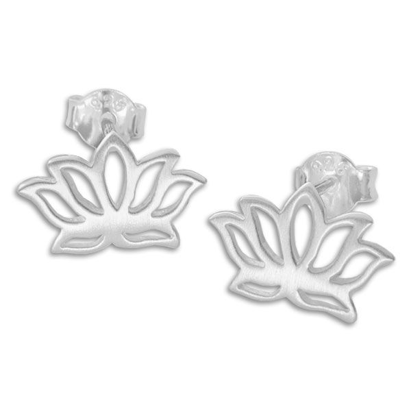 Ohrstecker Lotusblume mattiert 925 Silber Lotusblüten Ohrringe