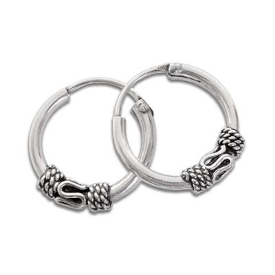 Silberschmuck Gothic Creolen 925 Silber 14 mm Bali