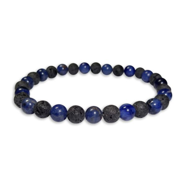 Sodalith und Lava Kugel Armband 6 mm 18,5 cm Lavastein Schmuck