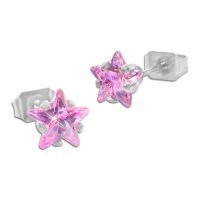 Edelstahl Ohrstecker rosa Strass Sterne 6 mm Ohrringe Zirkonia Edelstahl Ohrstecker rosa Strass Sterne 6 mm Ohrringe Zirkonia
