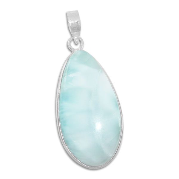 Larimar Freeform Tropfen Anhänger 925 Silber Larimarschmuck