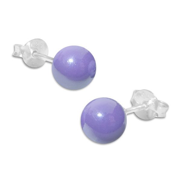 Kugel Ohrstecker flieder lila glänzend 925 Silber runde Ohrringe Ball